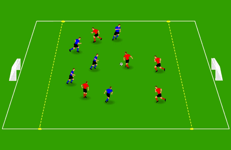 5-a-side game with reduced spaces