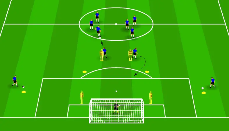 Divertido ejercicio de cruce y tiro.